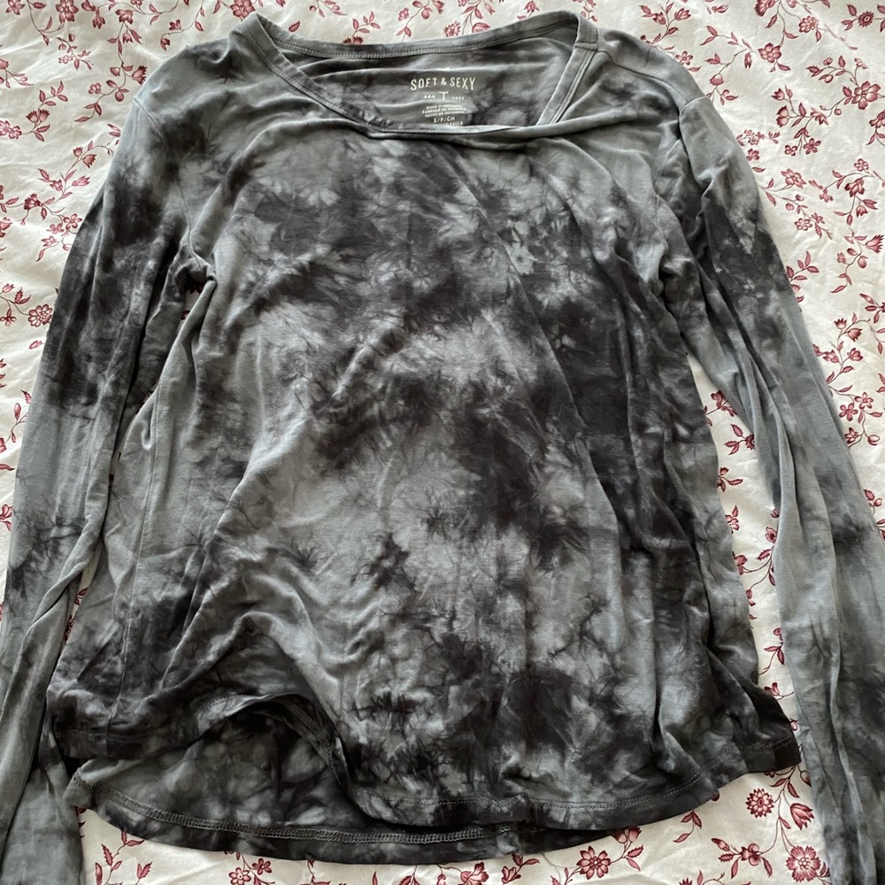 Tie dye print long sleeve tee